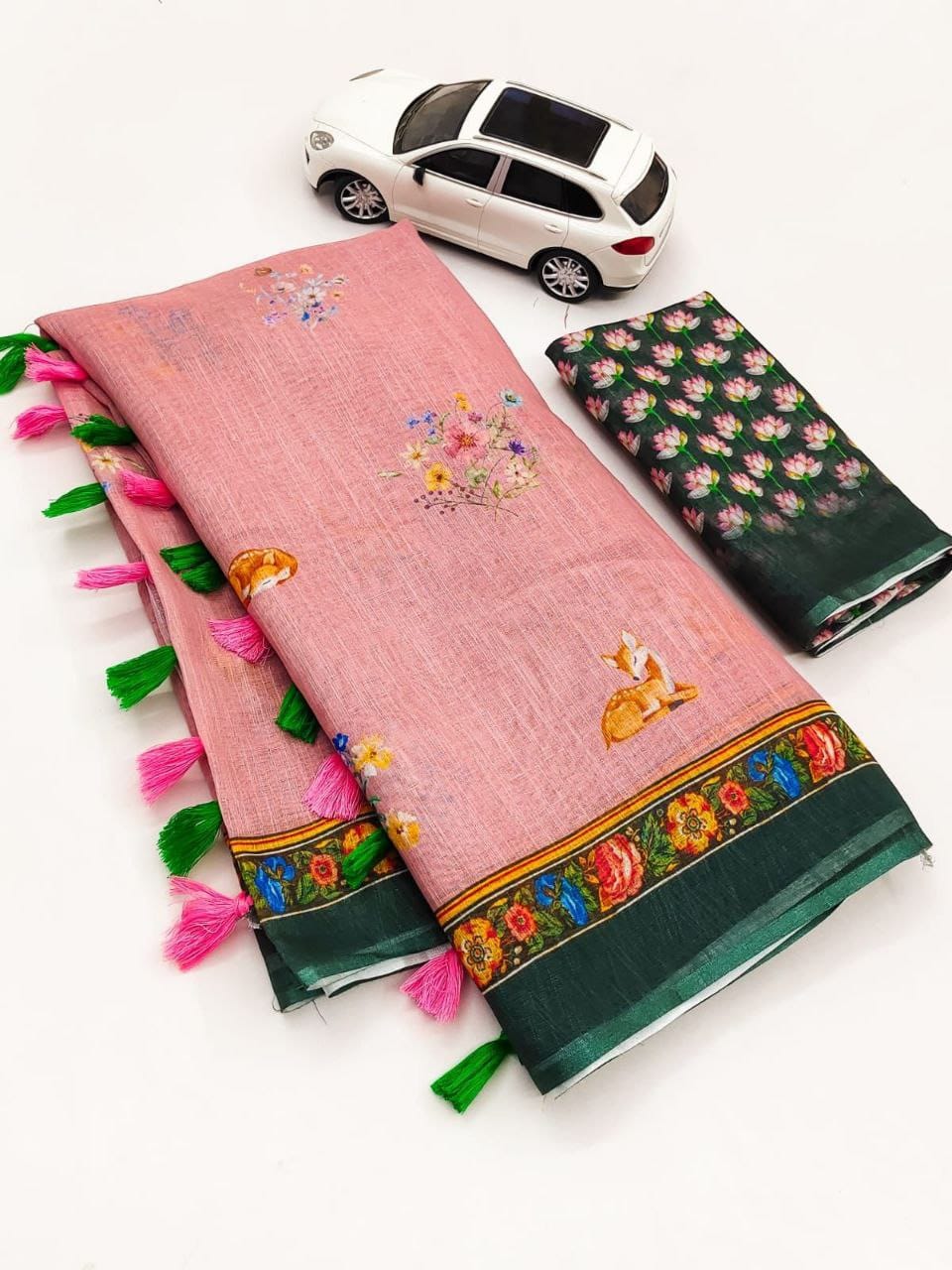 MG 348 Linen Digital Printed Non Catalog Sarees Wholesale Market In Surat